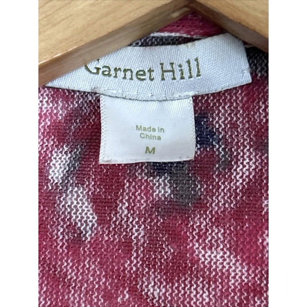 Garnet Hill Open Front Duster Cardigan Waterfall Linen Blend Pink Floral Bohemia